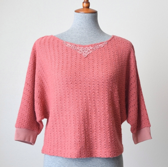 Vintage Pointelle Knit Cropped Sweater - Picture 5 of 5